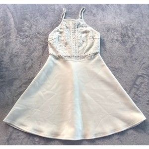 Francesca's‎ Dress Womens S White Lace Skater Short High Neck Cottagecore Boho